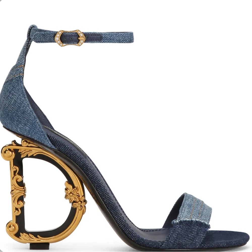 Dolce & Gabbana Blue Denim Heels with Gold Detail